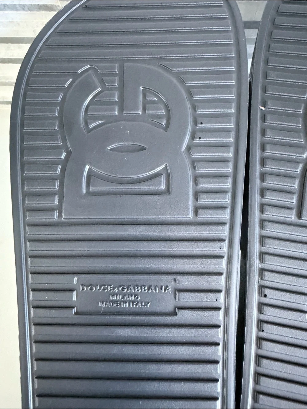New Men’s  D&G Dolce & Gabbana Black & White Logo Slide Sandals size 9